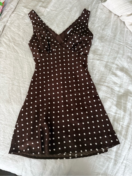 Princess Polly Dresses & Skirts - Princess Polly Chocolate Brown Polka Dot Mini Dress in size 4